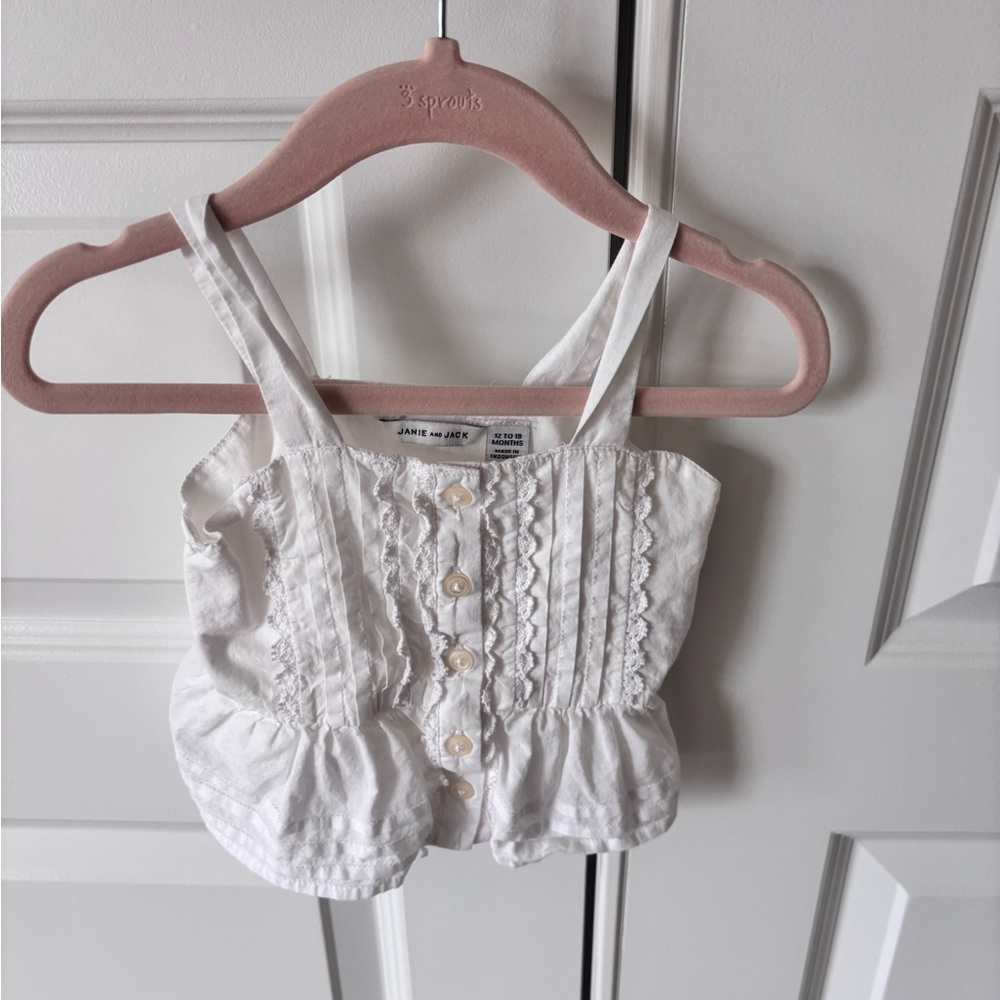 Janie and Jack - White Lace-Trim Tank Top - 12-18 months